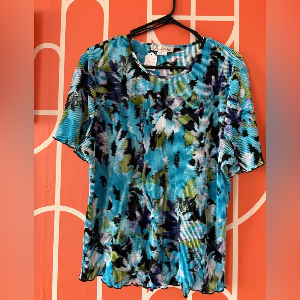 Vibrant Blue Floral Women's Top